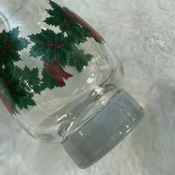6 Vintage Libbey Christmas Holly Berry Wreath Garland Red Bow Glasses Gold Trim - Picture 14 of 15